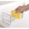 thumbnail image 5 of Soporte de esponja para fregadero de cocina - Con bandeja de drenaje - Metal de hierro blanco - Caddy de fregadero - Organizador de fregadero de cocina - Soporte de jabón para fregadero de c, 5 of 5