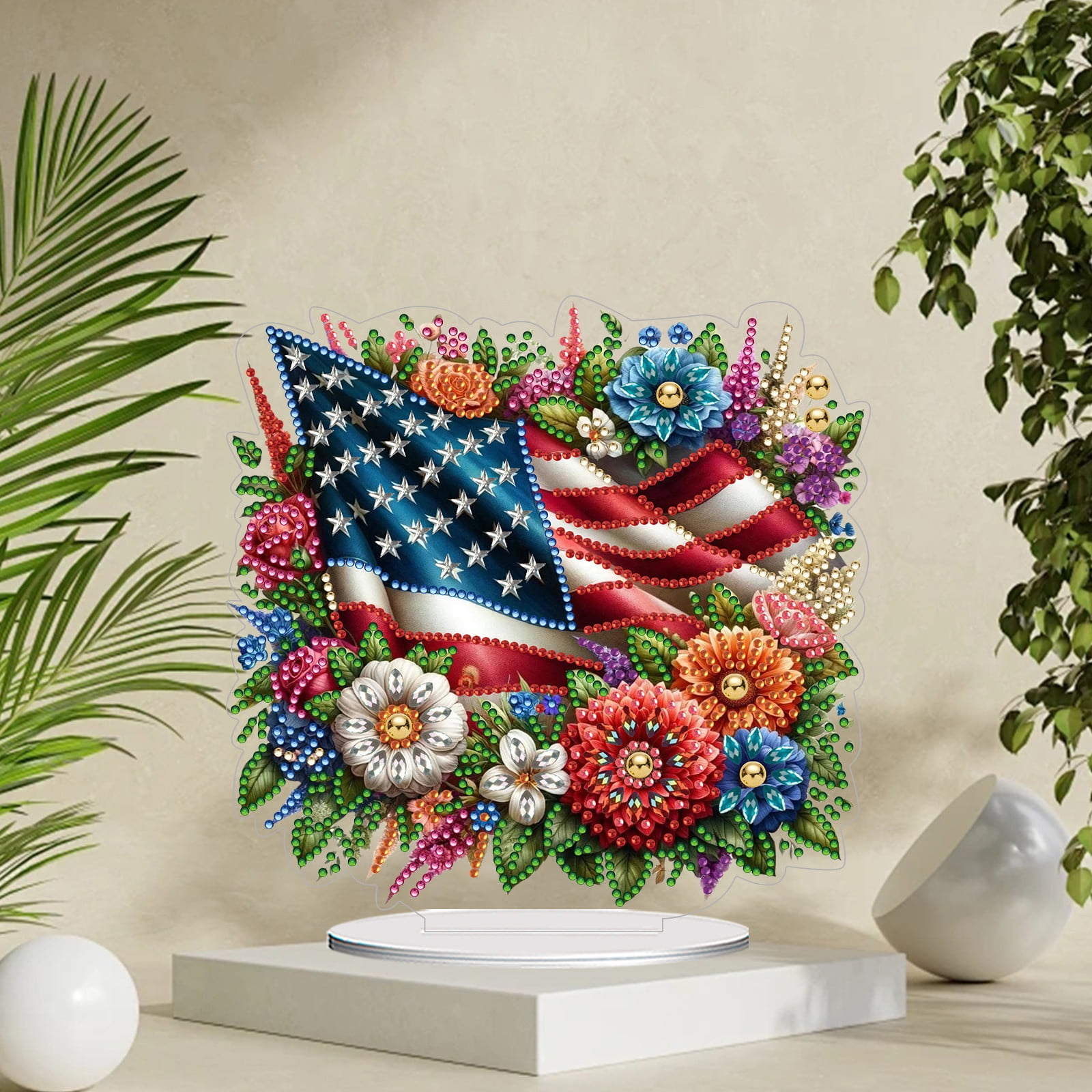 FLOPESN DIY Diamond Painting Art, exquisite and shiny patterns, size 8.26x8.26 inches, made of PVC material suitable for home and desktop decoration