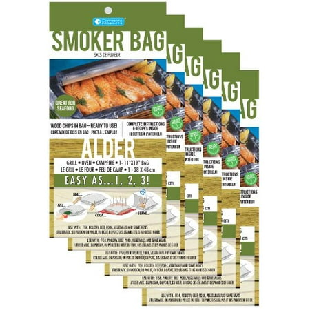 Smoker Bags - Set of 6 Alder Smoking Bags for Indoor or Outdoor Use - Easily Infuse Natural Wood (Best Smokers For Home Use)