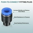 thumbnail image 3 of 10Pack 1/4"(6mm) Tube OD Push-to-Connect Fittings Plug, Cap Style Pneumatic Blanking Plugs, Leak-Proof Air Push Connectors for Compressed Air Systems, 3 of 6