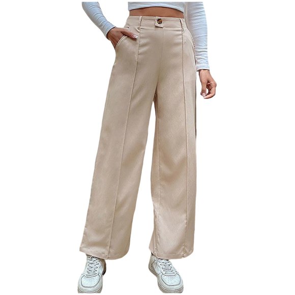 Bwiyojiz Sizes S-XL Full Length Pants Beige Colors