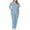 Light Blue 01, variant on Karymi Workout Tops for Women Medical Scrub Set, V-Neck Short Sleeve Contrast Trim Top with Pockets Elastic Drawstring Waist Pants, Nurse Uniform Blouses for Women