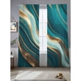 thumbnail image 2 of Teal Marble Sheer Curtains 96 Inch Length 2 Panels Set, Modern Abstract Gold Fluid Art Voile Window Treatment Semi Sheer Long Curtains Drapes for Bedroom/Living Room/Kitchen 52"x96"x2, 2 of 7