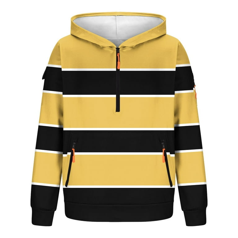 USNSM (XS-5XL) Big and Tall Men Casual Fashion Stripe Print Zipper