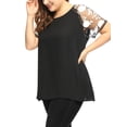 thumbnail image 4 of MODA NOVA Junior's Plus Mesh Panel Raglan Sleeves Sheer Top Black 3X, 4 of 6