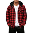 thumbnail image 2 of Diufon Hooded Jackets for Men Long Sleeve Button Down Plaid Hoodie Shirts with Chest Pocket Fall Winter Layering Coats, 2 of 10