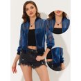 thumbnail image 2 of Chaqueta bomber de malla transparente Allegra K Azul oscuro M, 2 of 5