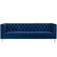 thumbnail image 1 of Modway Delight Tufted Button Performance Velvet Stainless Steel Sofa in Navy, 1 of 7