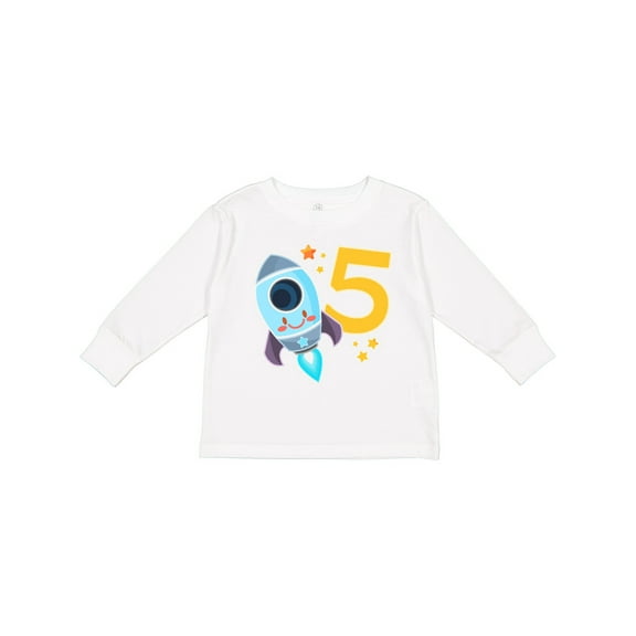 Inktastic Rocket Space Ship Happy Fifth Birthday Boys or Girls Long Sleeve Toddler T-Shirt