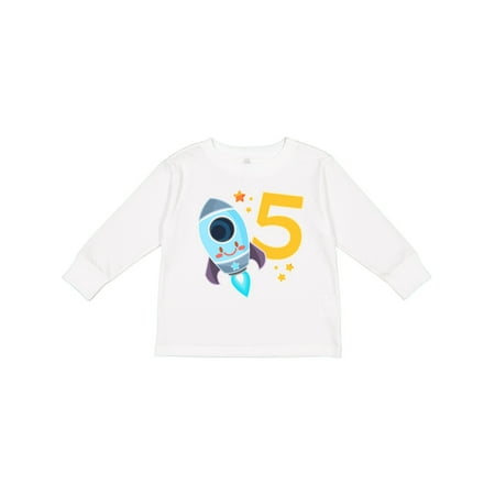 

Inktastic Rocket Space Ship Happy Fifth Birthday Gift Toddler Boy or Toddler Girl Long Sleeve T-Shirt
