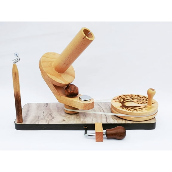 Hind Handicrafts Handcrafted Wooden Yarn Ball Winder for Knitting Crocheting - Natural Hand Operated - Knitter's Gifts Center Pull Ball Winder (Tree of Life 2B)