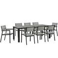 thumbnail image 2 of Modway Maine 9-Piece Modern Aluminum Patio Dining Set in Brown/Gray, 2 of 7