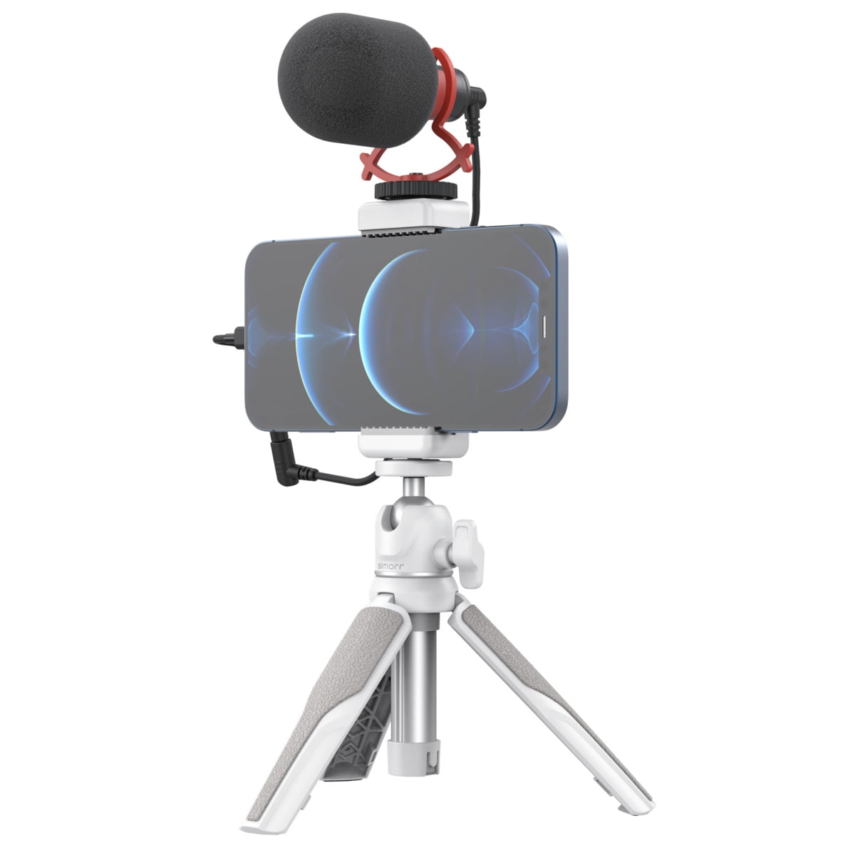 SmallRig simorr Vigor VK-20 Vlog Tripod Kit with Single Cold-Shoe Phone Clamp Ronda White
