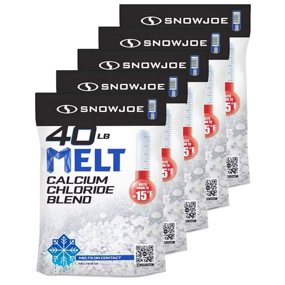 Snow Joe 5 Pack Calcium Chloride Blend Deicer & Snow Removal, 40 Pound Bag, MELT40ESB