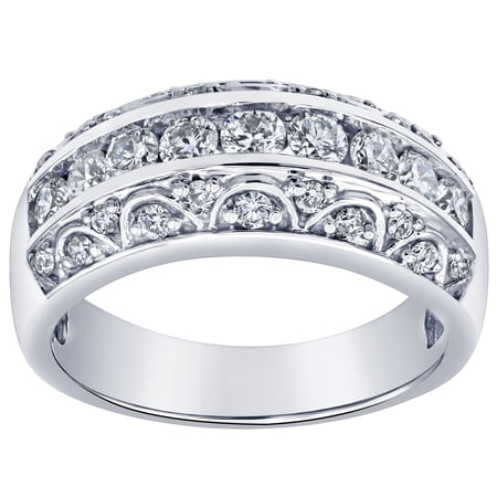 Arista 1.00 Carat T.W Lab Grown Diamond 3 Rows Women's Anniversary Ring in Sterling Silver (I, SI)