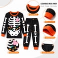 thumbnail image 5 of Rimyaw Kids Halloween Pajamas Set, Glow in the Dark Skeleton Sleepwear, 2-Piece cottom Long Sleeve PJs for Boys and Girls, Black, Size 5T, 5 of 7