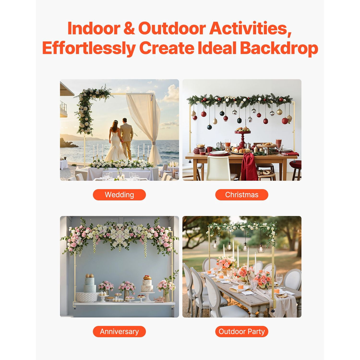 Over the Table Balloon Arch Stand with Clamp, 10-20 lbs Capacity, Adjustable 20-70" Length, 3 Heights, Storage Bag for Wedding Party Decor
