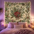 thumbnail image 2 of Vintage Botanical Bouquet with Red Flowers Against Warm Cream Background, Serene Vintage for Flower Lovers, Botanical Wall Art, Mother's Day Gift Tapestry Wall Hanging for Bedroom and Living Room, 2 of 7
