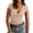 Beige, variant on Women's Short-Sleeve Fit V-Neck Crossover Wrap Waist-cinching T-Shirt with Side