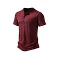 thumbnail image 3 of nvzhuang Men Casual Shirt, Short Sleeve Round Neck Buttons Solid Loose Party Street Summer Tops, 3 of 5