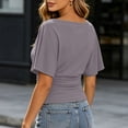 thumbnail image 4 of RUTAYY Women's T-Shirt Elegant Solid Color Batwing Short Sleeve Crew Neck Tee Shirts Casual Everyday Wear Trendy Trip Tees, 4 of 5