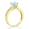 thumbnail image 3 of Wellingsale Ladies Solid 14k Yellow Gold Polished CZ Cubic Zirconia Round Cut Engagement Ring with Side Stones - Size 4.5, 3 of 6