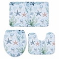 thumbnail image 2 of Summer Ocean Bathroom Rugs Set Starfish Jellyfish Non Slip Absorbent Soft Bath Mats 3 Piece Set with Bathroom Rug, U-Shaped Floor Mat, Toilet Seat Cover Large Size, 2 of 9