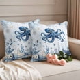 thumbnail image 2 of Outdoor Pillow Covers Blue Ocean Octopus Starfish Waterproof Pillow Cases 20x20 Set of 2, Summer Nautical Conch Throw Pillow Cover Pillowcase for Patio Balcony Couch Garden, 2 of 9