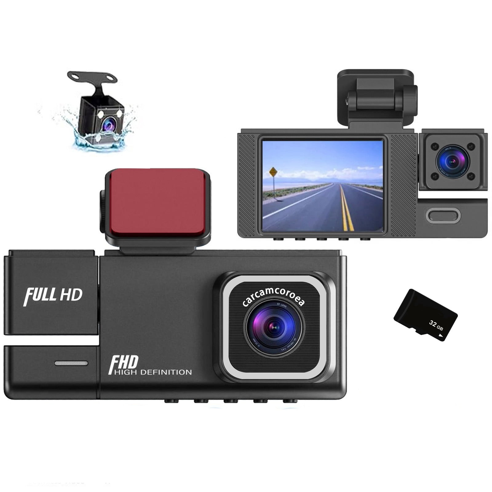 Dash Cam Specchietto Retrovisore A 4 Canali Anteriore/posteriore – Visione Notturna, Rilevamento Movimento, Con Scheda 64 GB E Telecamera Posteriore Impermeabile