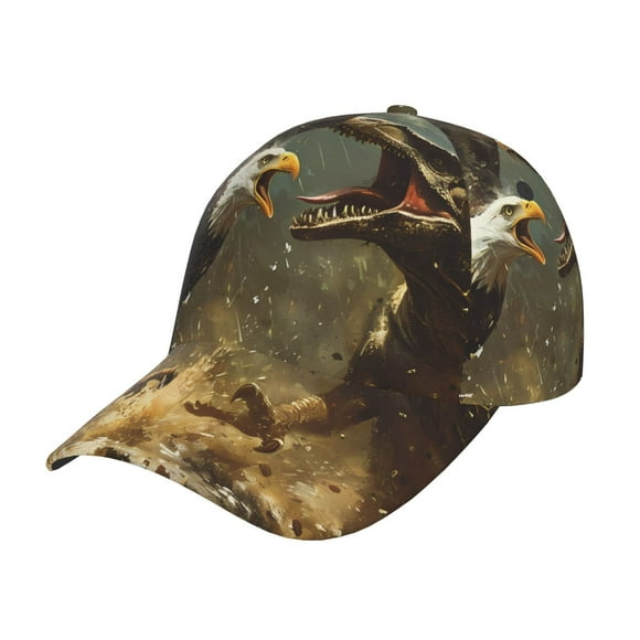 Saiise Dinosaur Bald Eagle Print Adjustable Baseball Cap, Workout Hat for Men and Women, Classic Dad Hat and Snapback Style