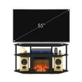 thumbnail image 3 of Furinno Jensen Open Storage Corner Fireplace TV Entertainment Center with Plastic Poles for TV up to 55 Inch, Americano/Black, 3 of 6