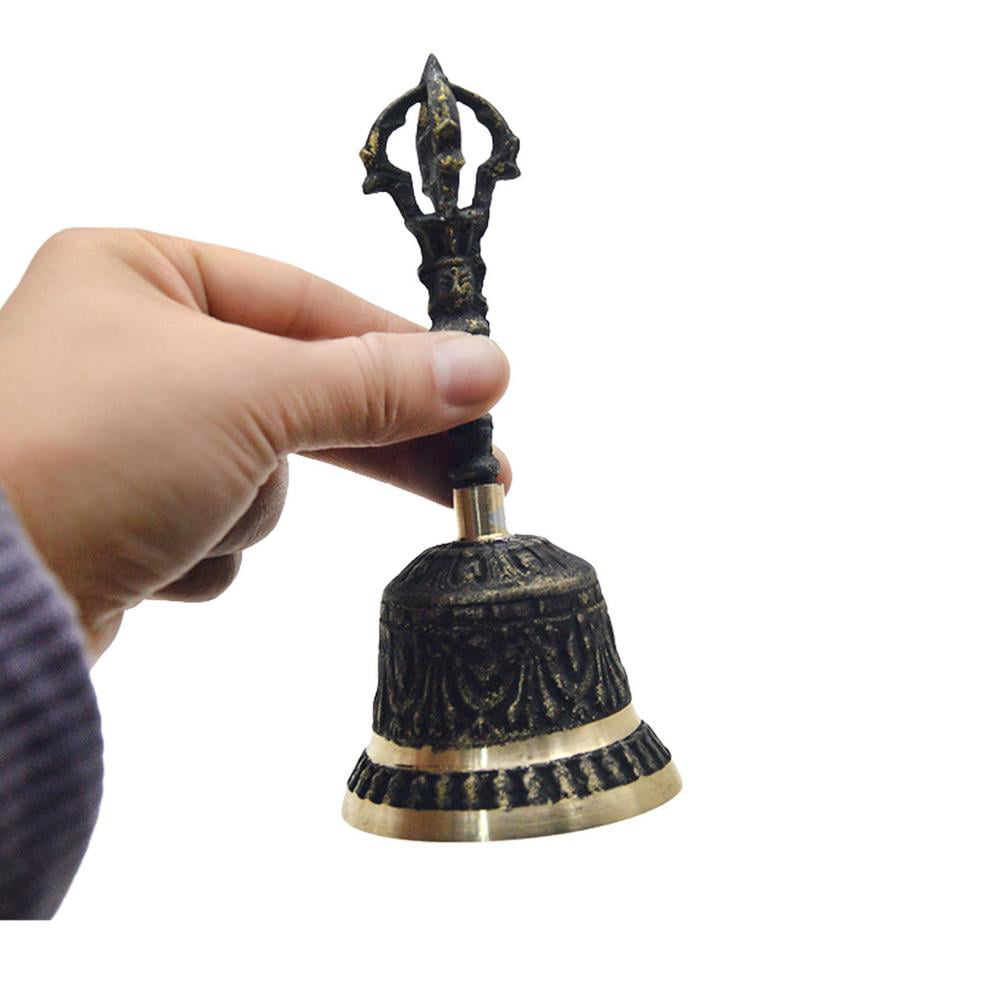 School Reception Bell Hand Held Bell Wooden Handle Sounds Crisp Gold Brass `d 