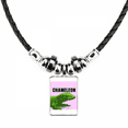 thumbnail image 1 of Madagascar Africa Chameleon Necklace Jewelry Torque Leather Rope Pendant, 1 of 3