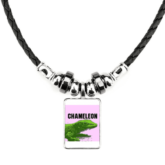 Madagascar Africa Chameleon Necklace Jewelry Torque Leather Rope Pendant