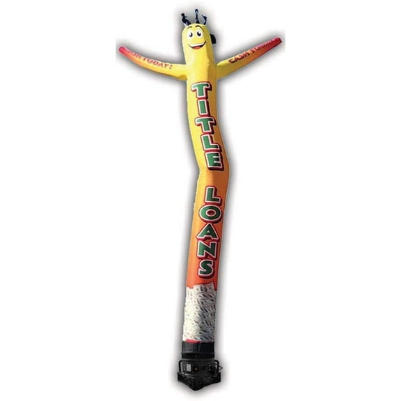 20ft Inflatable Tube Man Guy, Title Loans Yellow - Complete with 1HP 2 Speed Air Blower