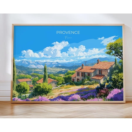 Provence Travel Poster Wall Art Landscape, Travel Print of Provence , Provence Art Lovers Gift, France Art Gift, 8x12 UNFRAMED