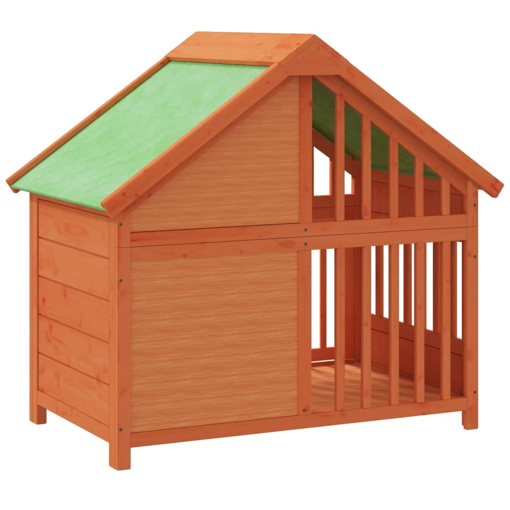 vidaXL Dog Kennel Brown 37.8"x23.8"x34.3" Solid Wood Pine