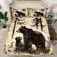 thumbnail image 2 of Manfei Teens Wildlife Bear Queen Sheet Sets, Farmhouse Animal Flat Sheet, Rustic Countryside Queen Fitted Sheet, Lightweight Room Decor, 4-Piece, 2 of 7