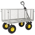 thumbnail image 4 of 4-in-1 Oversized Steel Dump Garden Cart , 880lbs Pullable Mesh Metal Garden Cart, All-Terrain Utility Cart with Removable Liner & Side Panels & Mesh Tray for Outdoor Lawn, Patio and Landscaping, Gray, 4 of 10