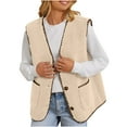 thumbnail image 3 of vdgthytj Womens Fuzzy Fleece Vest Sleeveless Collarless Button down Casual Warm Outerwear Jacket with Pockets, 3 of 6