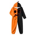 thumbnail image 6 of Halloween Onesie Adult Pumpkin Hooded Long Sleeve Flannel One Piece Jumpsuit, Oversized Loose Sleepwear Loungewear Outfit for Halloween Party, 6 of 6