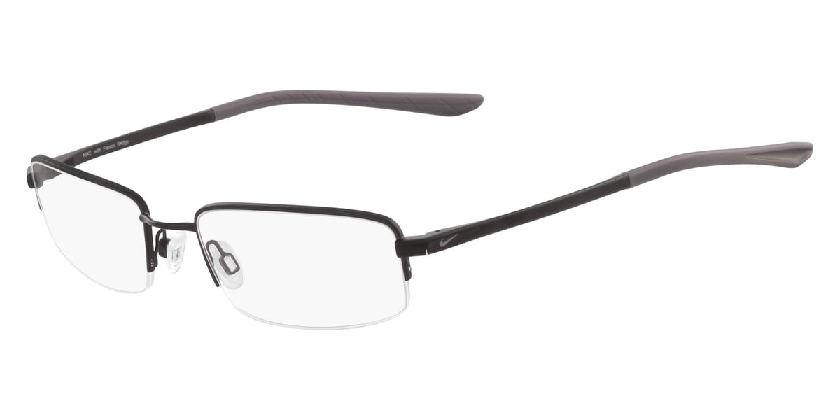 Nike 4292 Half Rim Rectangle Satin Black Eyeglasses