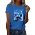 thumbnail image 1 of Pop cazadora para niña Demo-n Hunters Round-Neck Printed Anime Trio Poster T Shirt （Blue）, 1 of 3