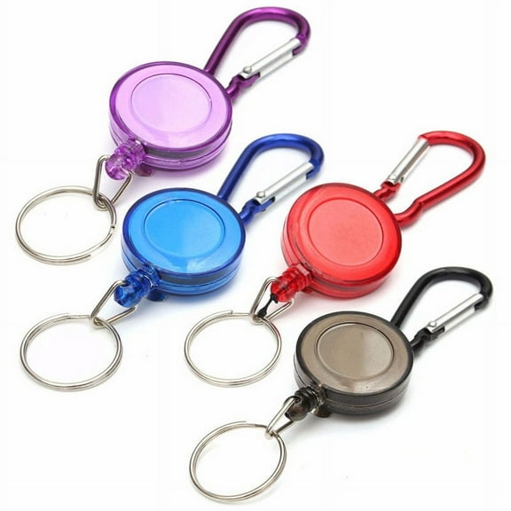 SagaSave Retractable Key Chain Badge Holder ID Carabiner with Key Ring Gourd Buckle Plastic Shell