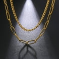 thumbnail image 5 of EUEAVAN Double Layer Stainless Steel Chain Combination Necklace Gold, 5 of 6