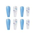 thumbnail image 3 of 24 piezas de uñas ataúd para mujeres, uñas postizas extralargas, pegamento en las uñas, uñas postizas de mariposa con pegamento, 3 of 5