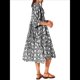 thumbnail image 2 of Vestido Midi Holgado Informal de Verano para Mujer, con Escote en V, Cordones, Media , Estampado Geométrico Bohemio Negro S, 2 of 9