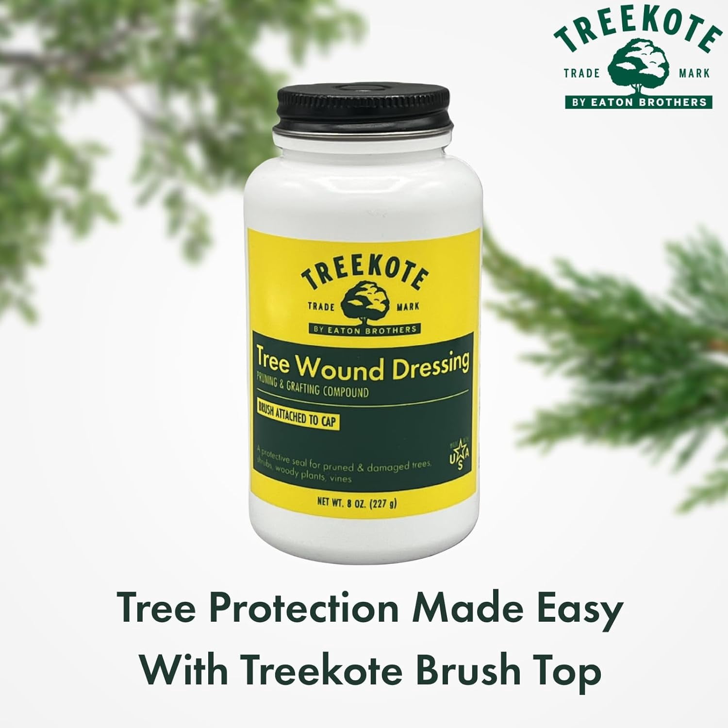 Treekote Wound Dressing Brushtop 8 OZ for Trees and Shrubs - Healing Paste and Tree Wound Sealer - Pruning Sealer, Grafting Compound - Bonsai Cut Paste and Sealant for Effective Tree Wound Repair