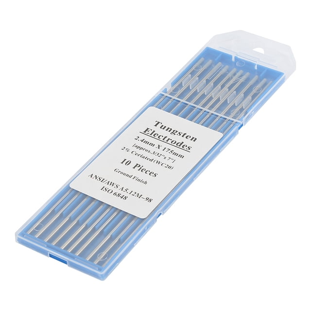 Electrodos de soldadura, 10 piezas WC20 Varillas de electrodo de tungsteno y cerio Electrodos de tungsteno Rendimiento finamente ajustado