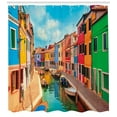 thumbnail image 3 of Ambesonne Venice Shower Curtain, Colorful Buildings Boats, 69"Wx84"L, Multicolor, 3 of 3